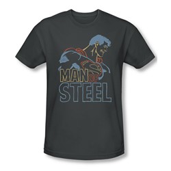 Superman - Mens Colored Lines T-Shirt In Charcoal