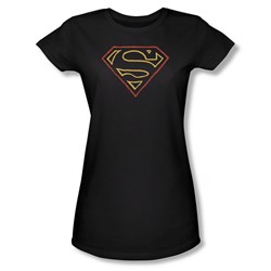 Superman - Womens Colored Shield T-Shirt In Black