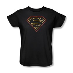 Superman - Womens Colored Shield T-Shirt In Black