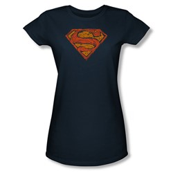 Superman - Womens Messy S T-Shirt In Navy