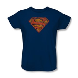 Superman - Womens Messy S T-Shirt In Navy