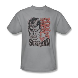 Superman - Mens Retro Lines T-Shirt In Silver