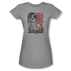 Superman - Womens Retro Lines T-Shirt In Silver