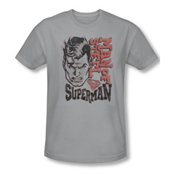 Superman - Mens Retro Lines T-Shirt In Silver
