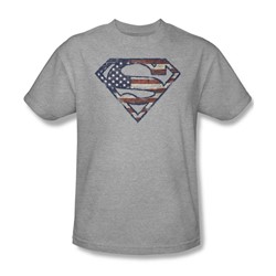 Superman - Mens Wartorn Flag T-Shirt In Heather