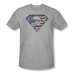 Superman - Mens Wartorn Flag T-Shirt In Heather