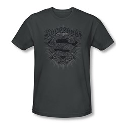 Superman - Mens Scrolling Shield T-Shirt In Charcoal