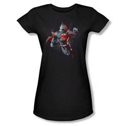 Superman - Womens Up In The Sky T-Shirt In Black