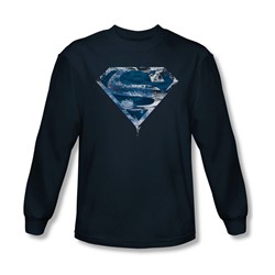 Superman - Mens Water Shield Long Sleeve Shirt In Navy