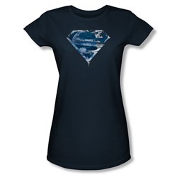 Superman - Womens Water Shield T-Shirt In Navy