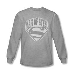 Superman - Mens Man Of Steel Shield Long Sleeve Shirt In Heather