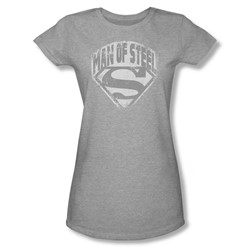 Superman - Womens Man Of Steel Shield T-Shirt In Heather