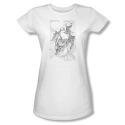 Superman - Womens Exploding Space Sketch T-Shirt In White