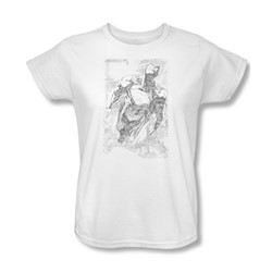Superman - Womens Exploding Space Sketch T-Shirt In White