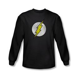 Dc Comics - Mens Flash Logo Distressed Long Sleeve Shirt In Black