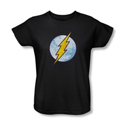Dc Comics - Womens Flash Neon Distress Logo T-Shirt In Black