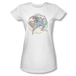 Dc Comics - Womens Retro Superman Iron On T-Shirt In White