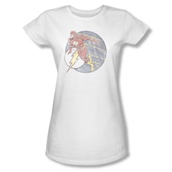 Dc Comics - Womens Retro Flash Iron On T-Shirt In White