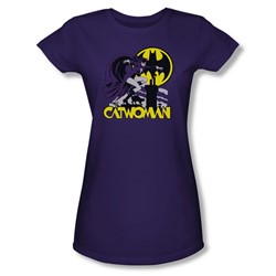 Dc Comics - Womens Rooftop Cat T-Shirt In Purple