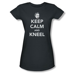 Dc Comics - Womens Keep Calm And Kneel T-Shirt In Charcoal