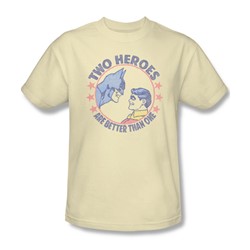 Dc Comics - Mens Two Heroes T-Shirt In Cream