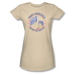 Dc Comics - Womens Two Heroes T-Shirt In Cream