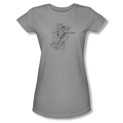 Dc Comics - Womens Flying Flex T-Shirt In Silver