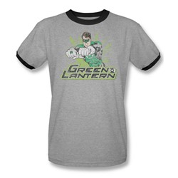 Justice League, The - Mens Gl Rough Distress Ringer T-Shirt In Heather/Black