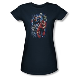 Justice League, The - Womens Storm Chasers T-Shirt In Navy