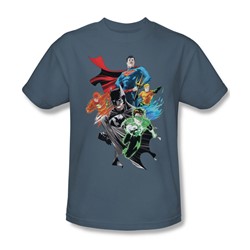 Justice League, The - Mens Group Shot T-Shirt In Slate