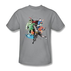 Justice League, The - Mens Mashup T-Shirt In Silver