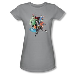 Justice League, The - Womens Mashup T-Shirt In Silver