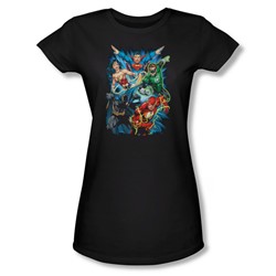 Justice League, The - Womens Jl Assemble T-Shirt In Black