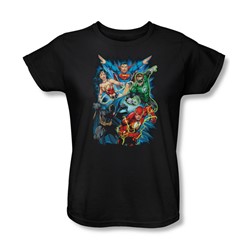 Justice League, The - Womens Jl Assemble T-Shirt In Black