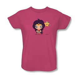 Justice League, The - Womens Cute Wonder Woman T-Shirt In Hot Pink