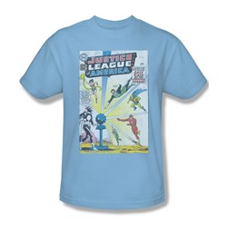 Justice League, The - Mens Vintage Cover 12 T-Shirt In Light Blue