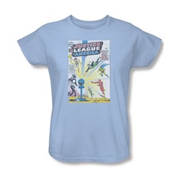 Justice League, The - Womens Vintage Cover 12 T-Shirt In Light Blue