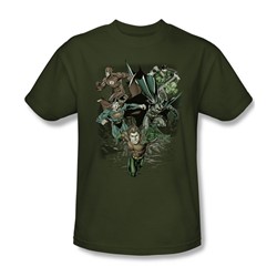 Justice League, The - Mens Spacing Out T-Shirt In Military Green