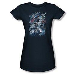 Justice League, The - Womens Ride The Lightening T-Shirt In Navy