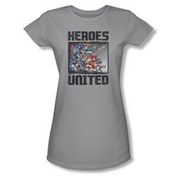 Justice League, The - Womens The Charge T-Shirt In Silver