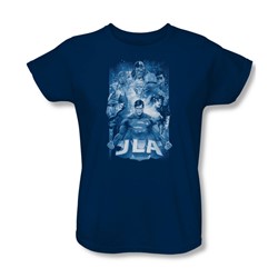 Justice League, The - Womens Burst T-Shirt In Navy