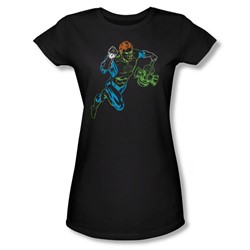 Green Lantern - Womens Neon Lantern T-Shirt In Black