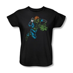 Green Lantern - Womens Neon Lantern T-Shirt In Black