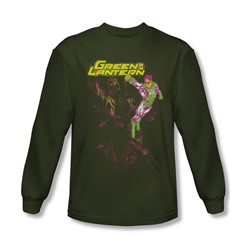 Green Lantern - Mens Lantern Spray Long Sleeve Shirt In Military Green