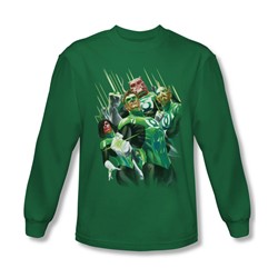 Green Lantern - Mens Power Of The Rings Long Sleeve Shirt In Kelly Green