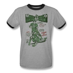Green Lantern - Mens Beware My Power Ringer T-Shirt In Heather/Black