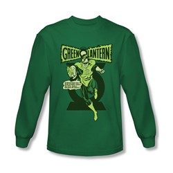Green Lantern - Mens Retro Oath Long Sleeve Shirt In Kelly Green
