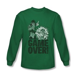 Green Lantern - Mens Game Over Long Sleeve Shirt In Kelly Green