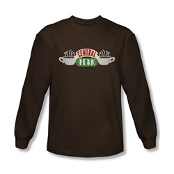 Friends - Mens Central Perk Logo Long Sleeve Shirt In Coffee