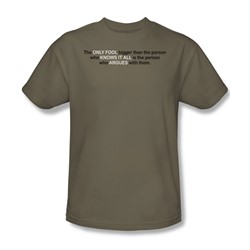 Fool Knows It All - Adult Khaki S/S T-Shirt For Men